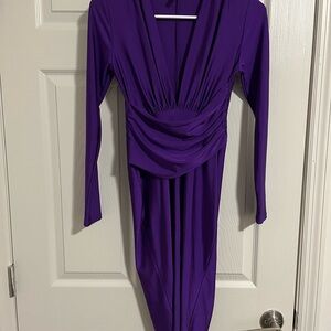 Elegant Purple Long Sleeve Dress